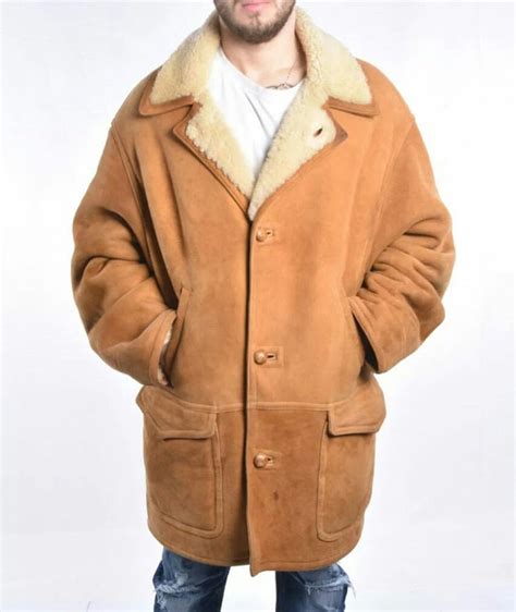 Shearling Sheepskin Coat Suede Sheepskin Beige Leather Etsy