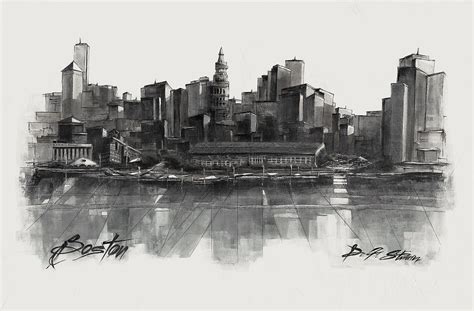 Boston Skyline Drawing at PaintingValley.com | Explore collection of ...