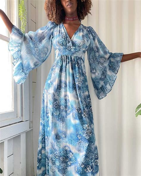 70s Angel Sleeve Maxi Dress Gem