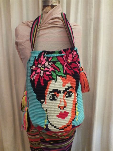 Frida Kahlo Gorgeous Colorful Artesan Sack Bag Boho Gem