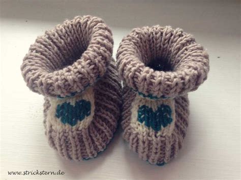 Babyschuhe Stricken Mit Herz Strickstern