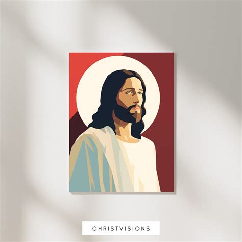 Digital Jesus Painting Minimalist Christian Graphic Art Print Christ