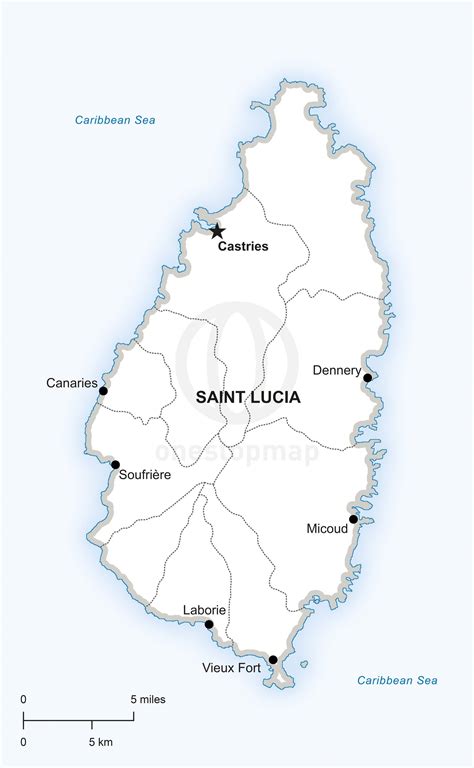 Vector Map Of Saint Lucia Printable And Editable Adobe Illustrator