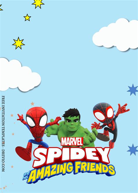 Editable Spidey His Amazing Friends Canva Birthday Invitation