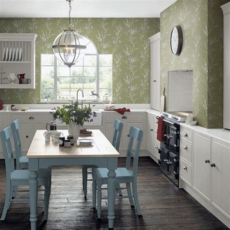 Pussy Willow Moss Green Wallpaper Moss Green Elegance With Classic Pussy Willow Design