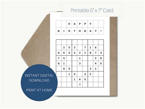 Sudoku Birthday Card Dad Joke Sudoku Puzzle Funny Printable Card