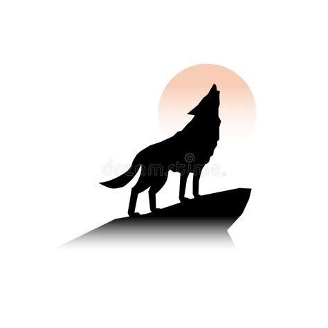 Full Moon with Howling Wolf Silhouette Stock Vector - Illustration of ...