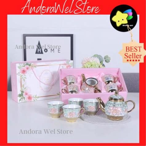 Jual Set Cangkir Teko Teapot Set In Keramik Premium Europa Classic