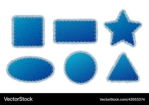 Denim patches of different shapes realistic Vector Image