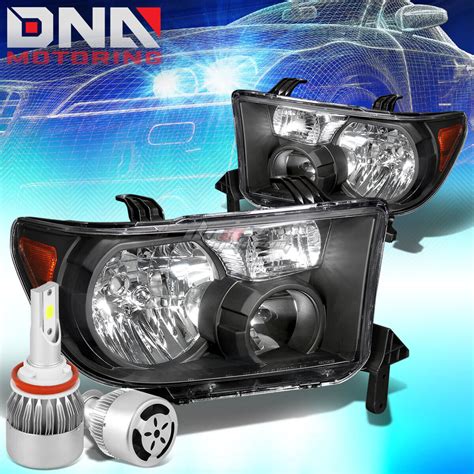 BLACK HOUSING HEADLIGHT AMBER CORNER WHITE LED H8 HID W FAN FIT 07 13