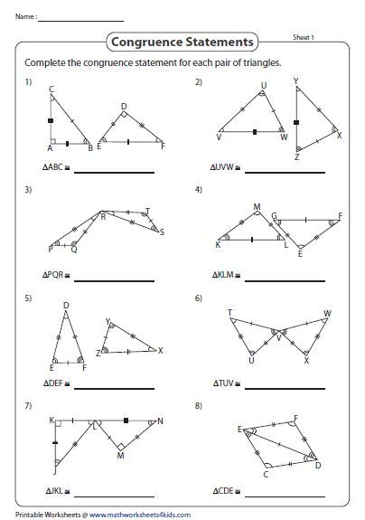 Congruent Triangles Worksheets TraingleWorksheets