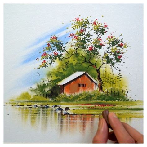 83K views · 10K reactions | Very simple landscape drawing using oil ...