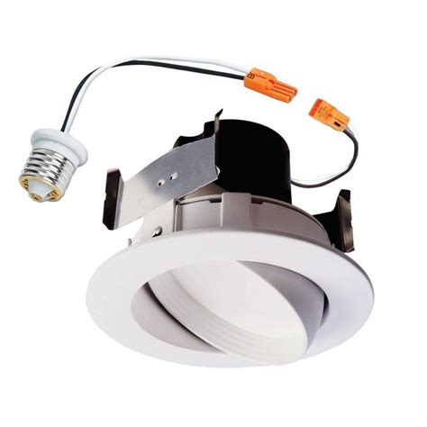 Halo RA 4 in. White Integrated LED Recessed Ceiling Light Fixture Adjustable Gimbal Retrofit ...