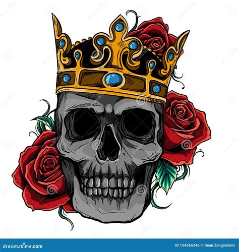 Vector Illustration Skull Wearing A King Crown Stock Vector