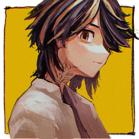 Magan0301 Hanemiya Kazutora Tokyo Revengers Highres 1boy Black Hair Blonde Hair Border