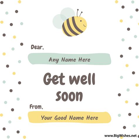 Get Well Soon Greeting Card And Images With Name Edit