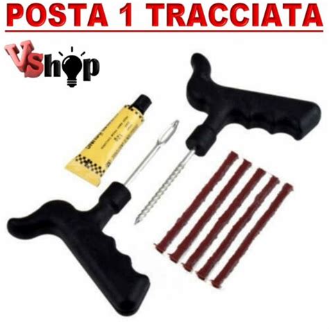 KIT RIPARAZIONE FORATURA RIPARA GOMME PNEUMATICI RUOTA AUTO MOTO CAMPER