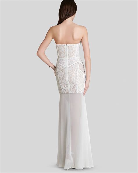 Bcbgmaxazria Bcbg Max Azria Gown Vivienne Strapless Lace Illusion Hem