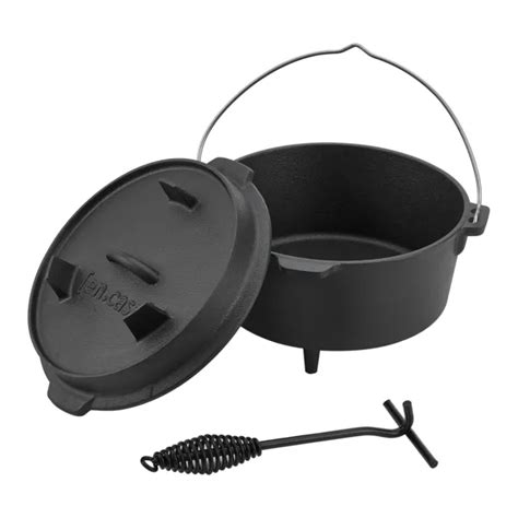 Dutch Oven Feuertopf Gusstopf Schmortopf Kochtopf Deckelheber Bbq Gusseisen 4 2l Eur 42 99