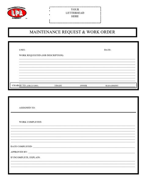 40 Printable Work Order Templates Excel Word Pdf