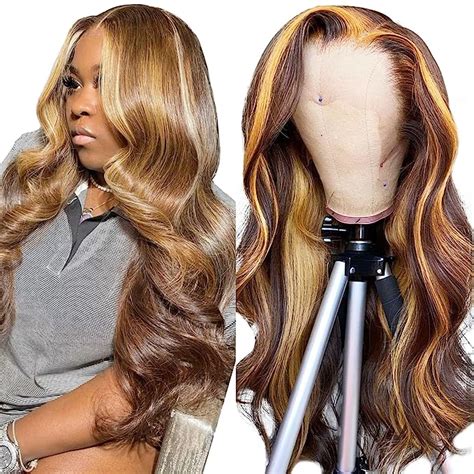 Amazon Honey Blonde Ombre Lace Front Wig Human Hair Pre Plucked