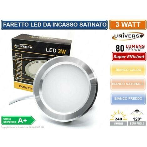 FARETTO LED ROTONDO ULTRA SLIM 3W DA INCASSO 240LM BIANCO CALDO