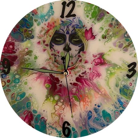 Day of the Dead Clock - Round - Time on a Canvas