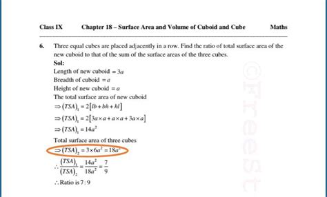 Class Ix Chapter Surface Area And Volume Of Cuboid And Cube Maths