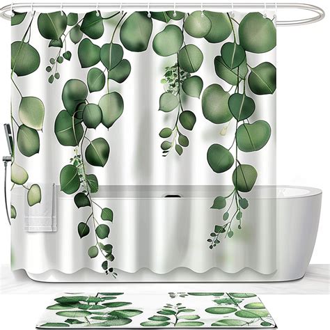 Refresh Your Bathroom With Eucalyptus Bliss White Shower Curtain Set