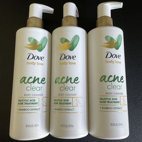 3x Dove Body Cleanser Body Love Acne Clear Salicylic Acid 1 17 5oz Exp 12 24 Ebay