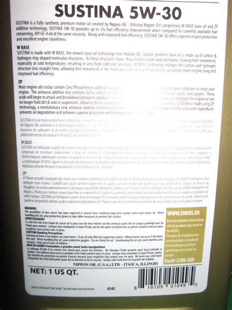 New ENEOS SUSTINA 5w-30 VOA | Toyota Nation Forum
