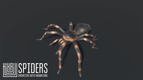 D Model Spiders Characters With Animations Vr Ar Low Poly Rigged