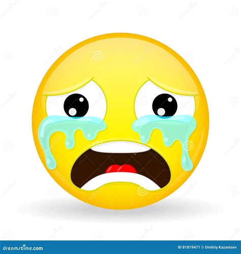 Crying Emoji Emotion Of Grief Weeping Emoticon Cartoon Style Vector