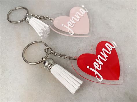 Personalized Acrylic Heart Keychain With Tassel - Etsy Canada in 2022 ...