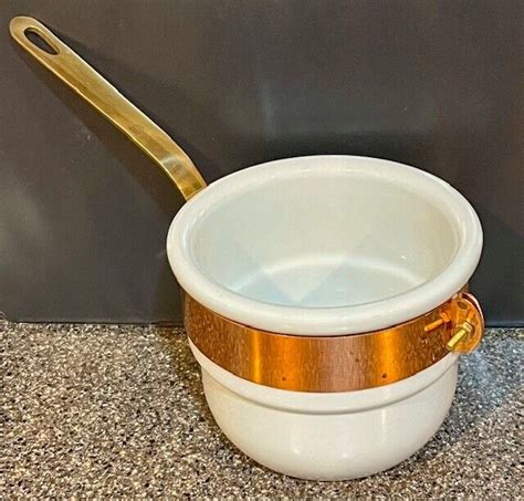 Mauviel Hammered Copper Double Boiler Apilco Made In France Ebay