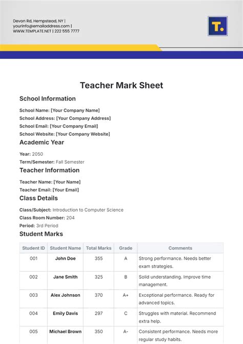 Free Exam Result Sheet Template - Edit Online & Download | Template.net