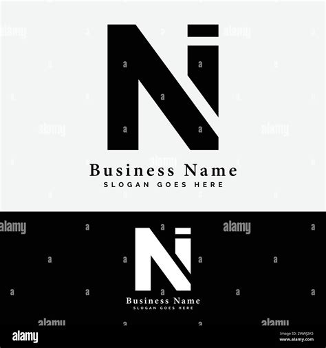 N I Ni Letter Logo Design Alphabet Ni Initial Logo Vector