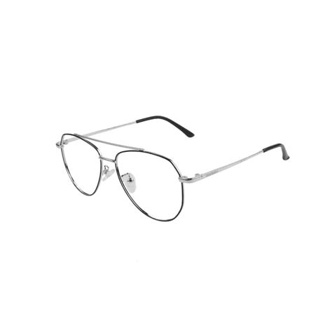 Cleardekho Black Silver Full Rim Aviator Eyeglass Cleardekho Eyeglasses Sunglasses