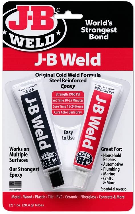 JB Weld Original Cold Weld Steel Reinforced Epoxy Compound Metal Glue ...