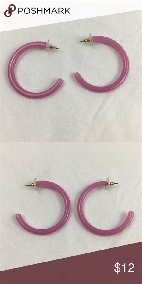 J Crew Pink Lucite Hoop Earrings Hoop Earrings Earrings Ear Piercings