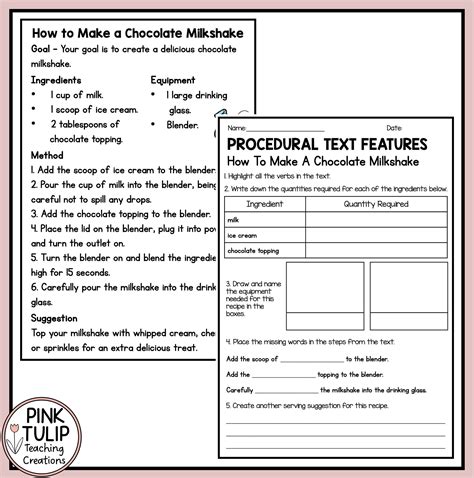 Procedural Text Examples Ten Reading Samples With Comprehension Etsy