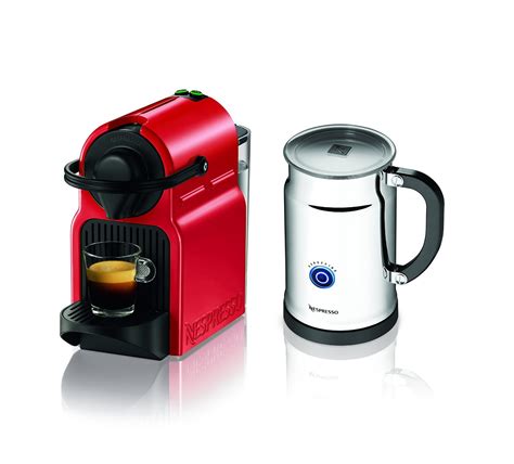 Nespresso Red Inissia Espresso Machine with milk frother