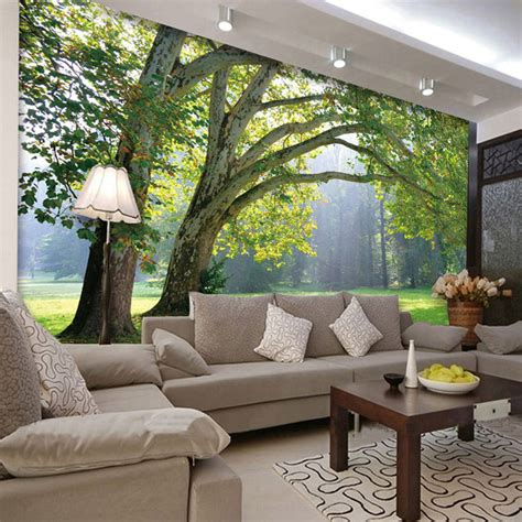 Custom 3d Mural Green Trees Forest Scenery Wallpaper Bvm Home