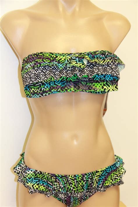 Nwt Jessica Simpson Swimsuit Bikini Piece Set Sz M Strapless Green