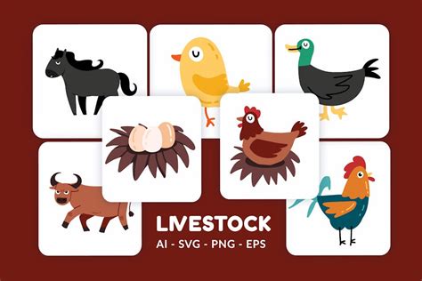 Livestock Vector Illustration v.1, Graphics - Envato Elements