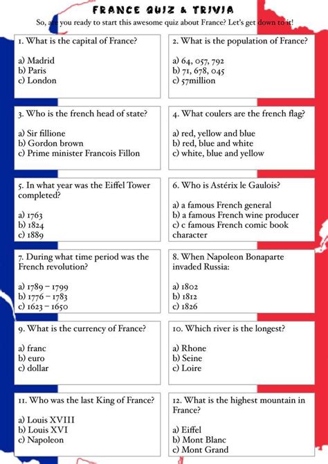 QUIZ How much do you know about France PRUEBA Cuánto sabe sobre