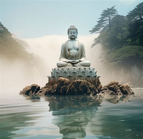 Representaci N D De La Estatua De Buda Sobre El Agua Foto Gratis