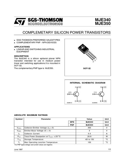 Mje350 Datasheet Pdf Bipolar Junction Transistor Electronic