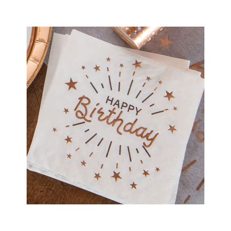 10 Serviettes Happy Birthday Rose Gold