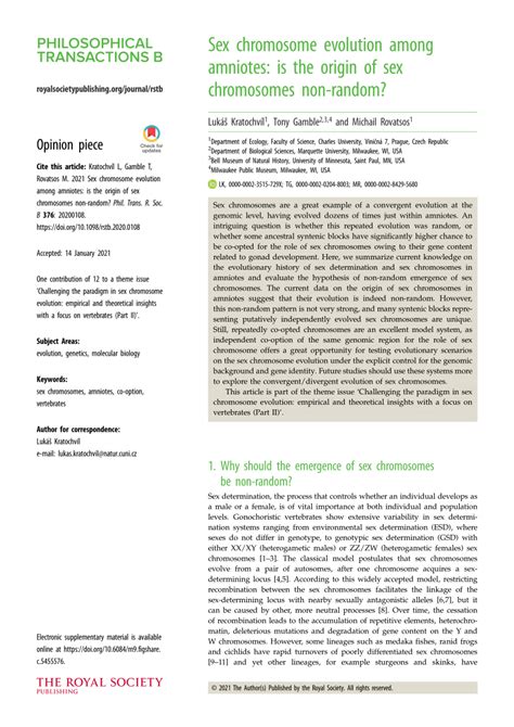 Sex Chromosome Evolution Among Amniotes Is The Origin Of Sex Chromosomes Non Random Request Pdf